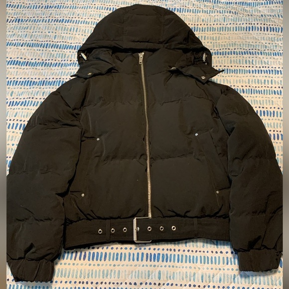 The Kooples Short Black Down Jacket with Hood - Picture 3 of 11